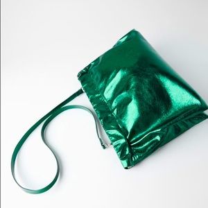 Zara— metallic green purse